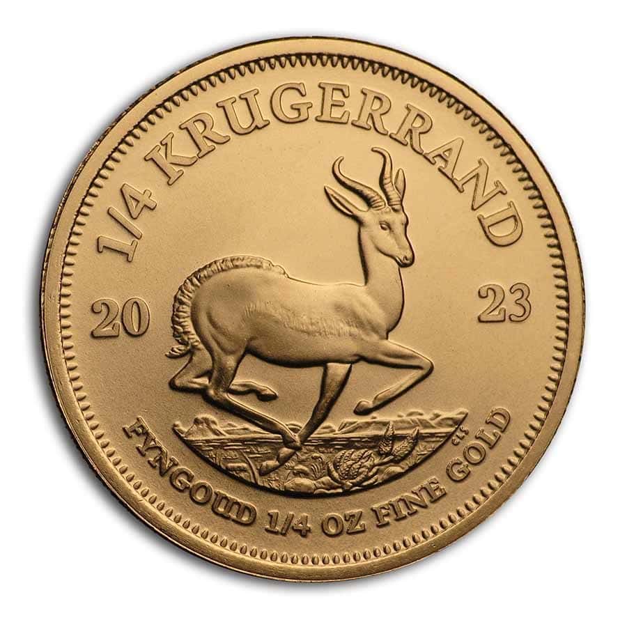 Ontwerp van 1/4 troy ounce gouden Krugerrand munt 2023